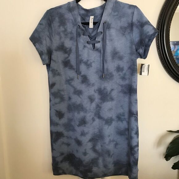 Ideology Tie-Dye Short Sleeve Casual Tunic Top - Picture 2 of 8